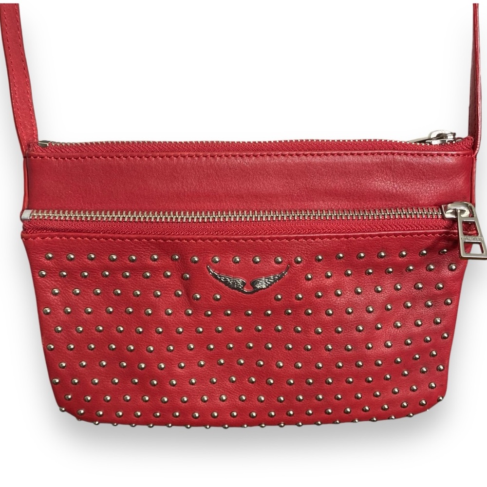Zadig & Voltaire Stella Red Leather Studed Crossbody Bag .